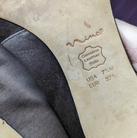 Nina Size‎ 7.5 Brown Satin Formal Heels - Picture 6 of 8